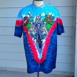 LIQUID BLUE Tie Dye GRATEFUL DEAD‎ Motorcycle Road Trip Sz XXL Mens T Shirt 2011
